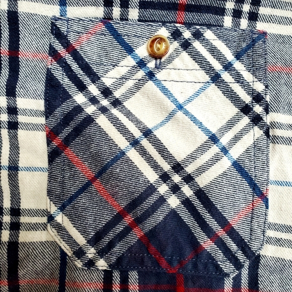 Levis Button-Up Long Sleeve Flannel, Men's Size Medium, Navy Blue and White - Picture 3 of 3